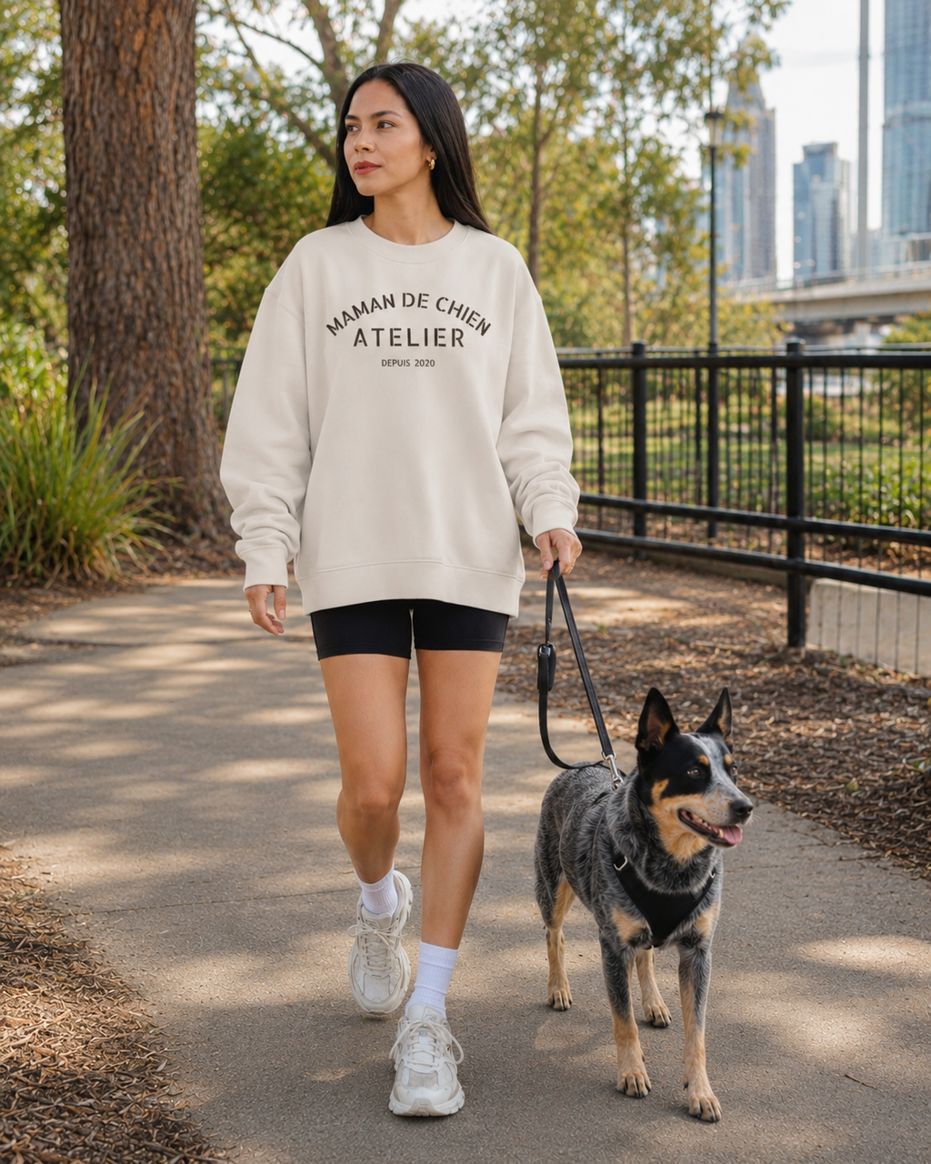 Maman de Chien Crew Neck Sweatshirt-Dog Mum Sweatshirt-Custom Year