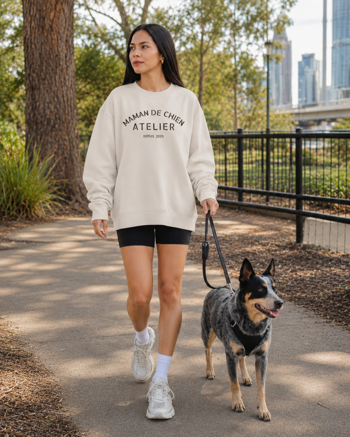 Maman de Chien Crew Neck Sweatshirt-Dog Mum Sweatshirt-Custom Year
