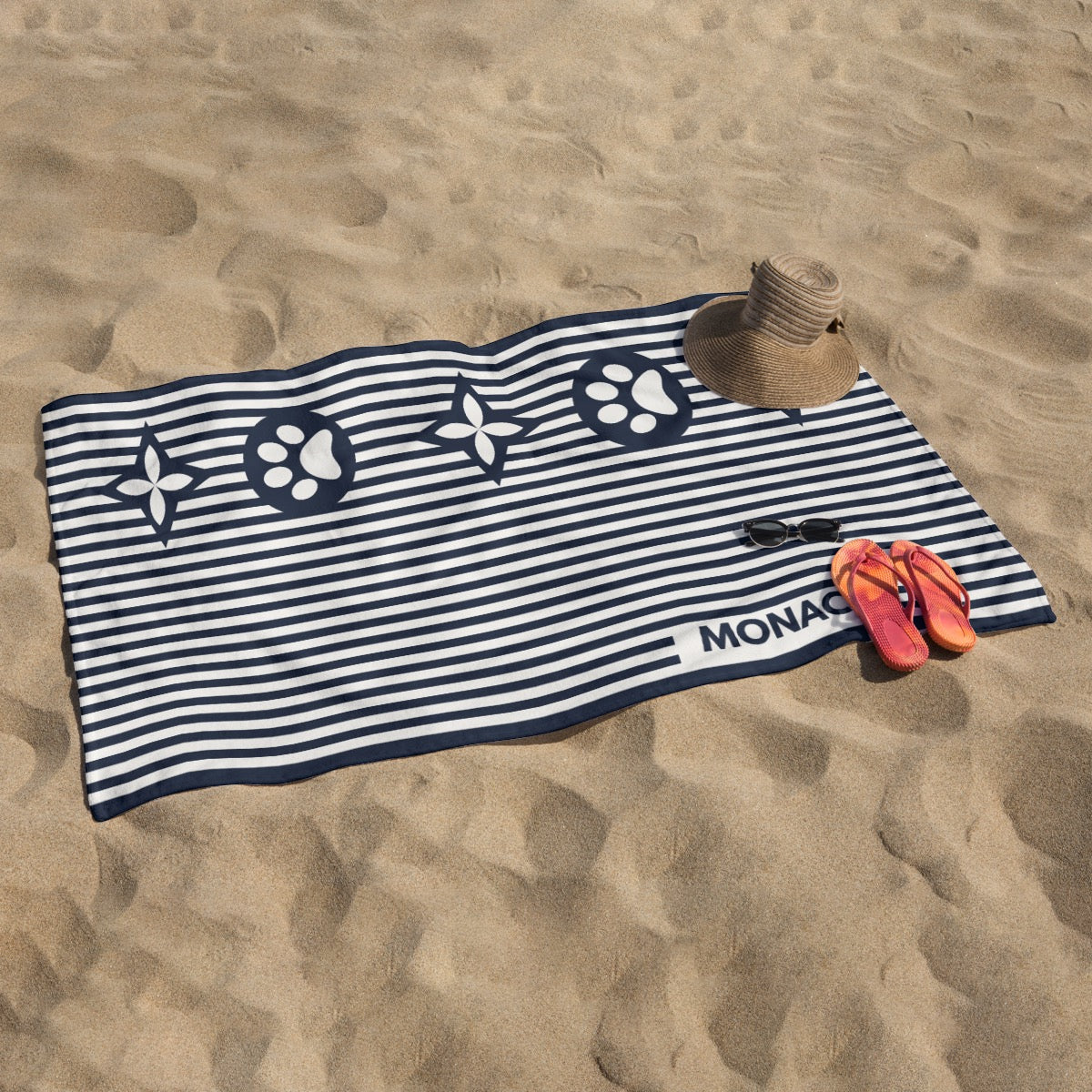 Custom Dog Towel-Personalized Aesthectic in Stripe Beach Towel-Printed in USA 320GSM